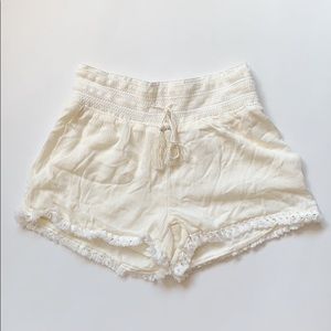 Cream colored flowy shorts